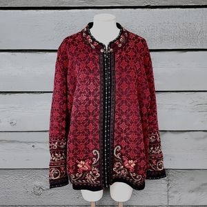 Icelandic Design Vintage Jacquard Zip-Up Sweater Coat sz 2X Women's Plus